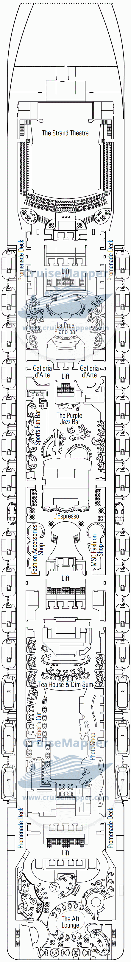 Схема палубы 7 Tiziano MSC Splendida
